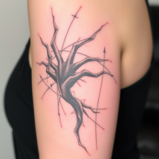 Sketch-style tattoo called "Artist's Reverie" resembling a rough pencil drawing with visible sketch lines and shading, creating a unique unfinished appearance
