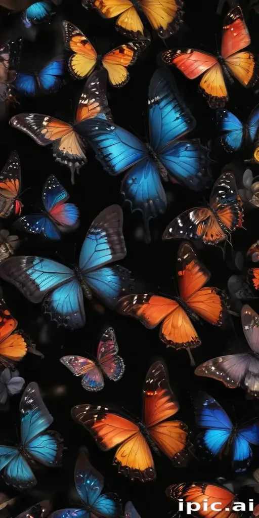 butterflies in black background