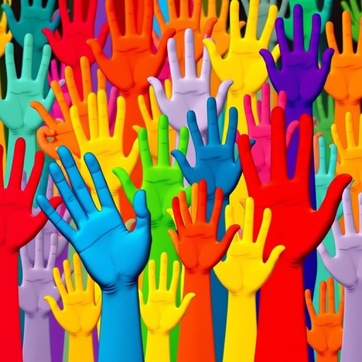 regenerate an image of various colorful hand symbols in a vibrant pattern with high contrast, use a DSLR camera, aperture f/8, ISO 100, 35mm lens, vibrant color profile