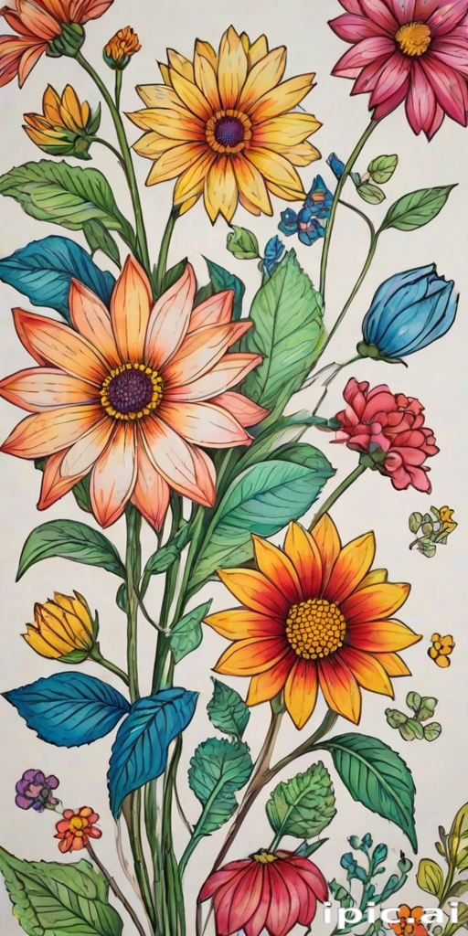 colourful flower drawing