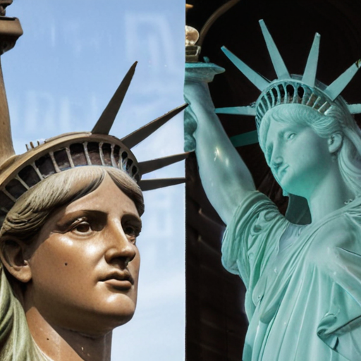 statue of liberty with Macron face