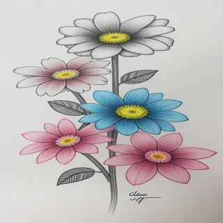 flower drawing with color