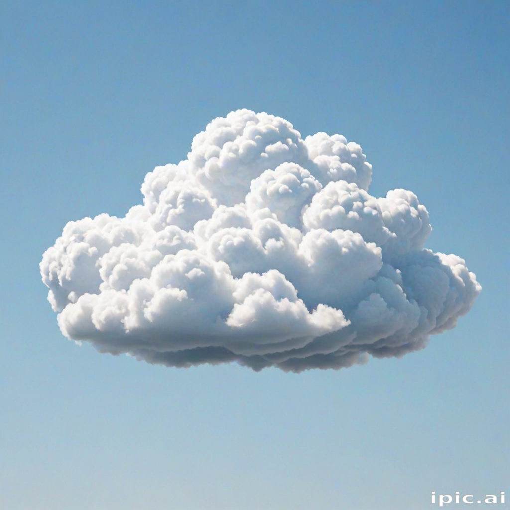 A Fluffy White Cloud Floating in a Clear Blue Sky Above.