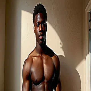 shirtless black male