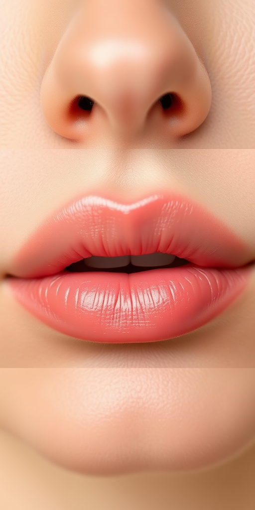 Fresh peachy lips with a sheer tint, embodying a youthful and natural appearance, ideal for everyday wear and no-makeup makeup looks