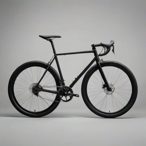 minimalist black bicycle on a gray background with detailed wheels and a sleek frame