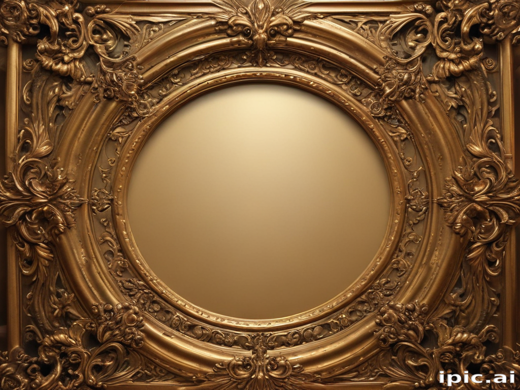 Ornate Vintage Mirror Frame with Intricate Baroque Designs and Details