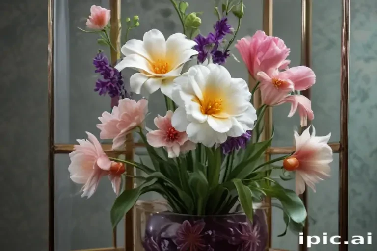 flowers behind glass wallpaper