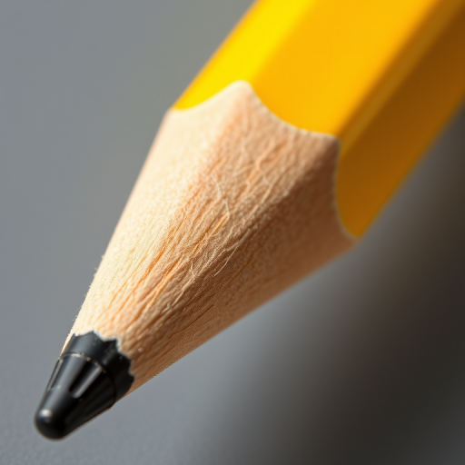 Create a high-resolution vector illustration of a yellow pencil with a realistic 3D effect, using a macro lens, f/2.8 aperture, 50mm focal length, natural lighting, and a soft-focus background.