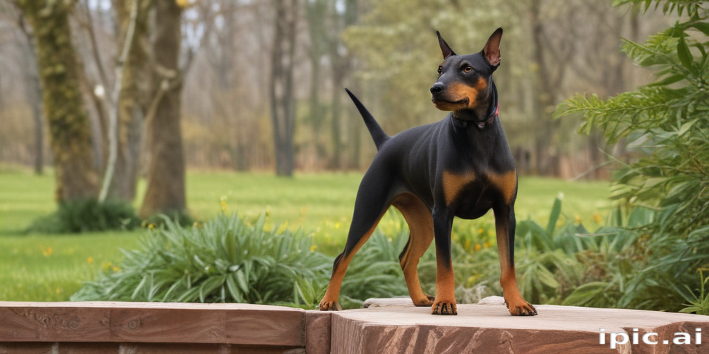 A Majestic Doberman Pinscher Standing Proudly in a Lush Green Park
