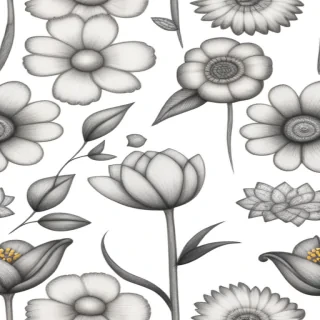 pencil drawn flowers