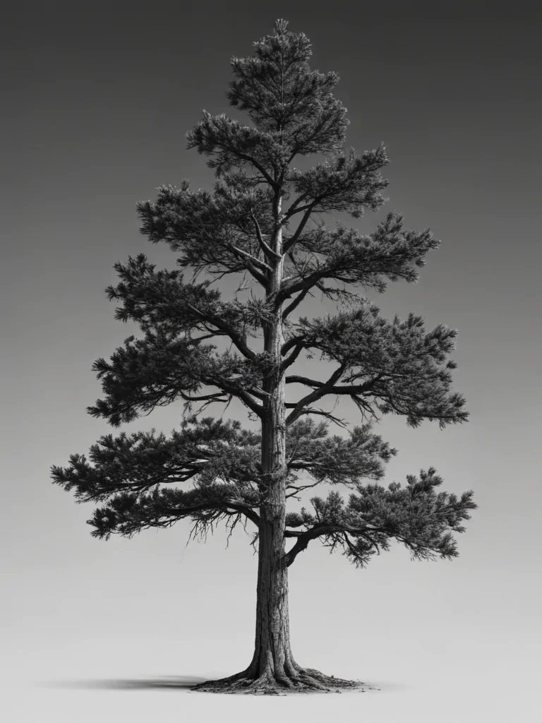 pine tree clipart black and white