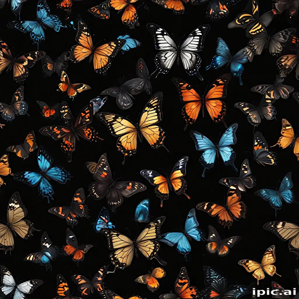 butterflies in black background