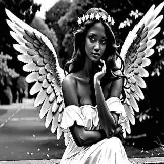 angel black and white