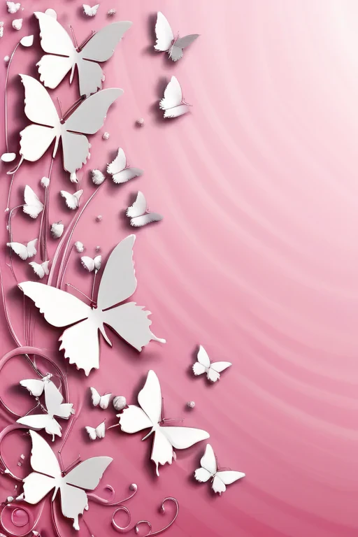 pink background with butterflies