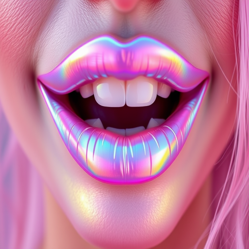 Iridescent holographic lips dubbed "Unicorn Dreams" showcase a multidimensional shift of pastel hues, creating a magical and ethereal appearance for festival-goers and makeup enthusiasts