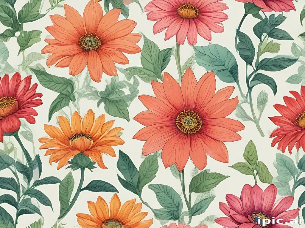 flower drawings color
