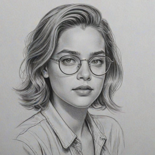 Alluring Cole Sprouse, pencil sketch, portrait of Exquisite woman 1948s in glasses, hair style beatnik, outline, clear lines, fine lines, 8k