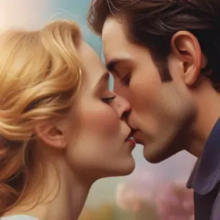 couple kissing aesthetic