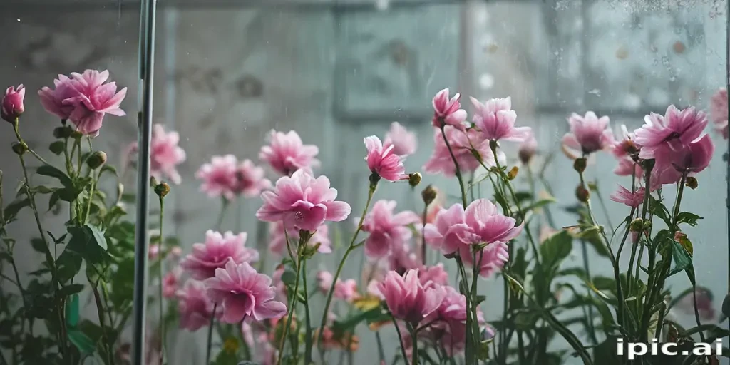 flowers behind glass wallpaper