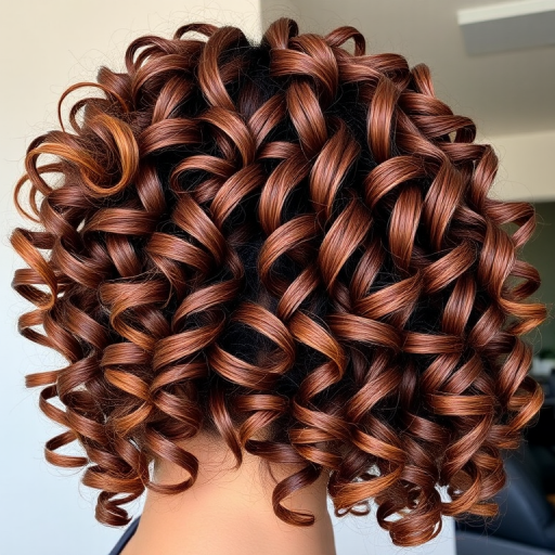 Luscious chocolate brown curls dubbed "Cocoa Ringlets" bouncing with natural volume and shine, enhanced by caramel balayage highlights and defined spiral patterns