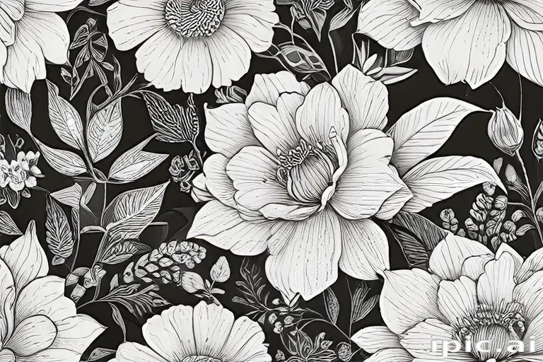 flower line work