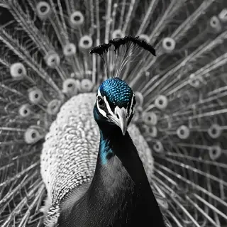 peacock black and white