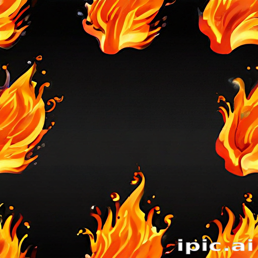 Vibrant Flames Dancing Against a Dark Background in a Bold Design