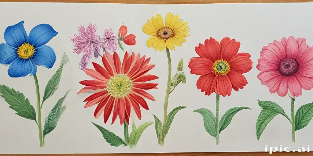 colored drawings of flowers