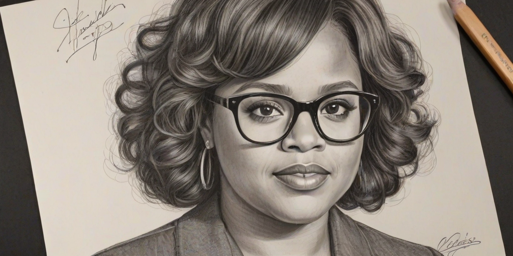 Enticing Chandra Wilson, pencil sketch, portrait of Dazzling woman 1963s in glasses, hair style beatnik, outline, clear lines, fine lines, 8k