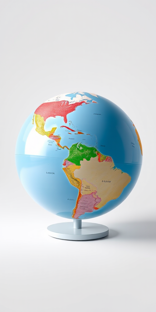 Create a high-resolution vector image of a globe featuring the Americas, using a wide-angle lens, f/8 aperture, 1/125 second shutter speed, in a studio lighting setup with a digital SLR camera for enhanced clarity and vibrancy.