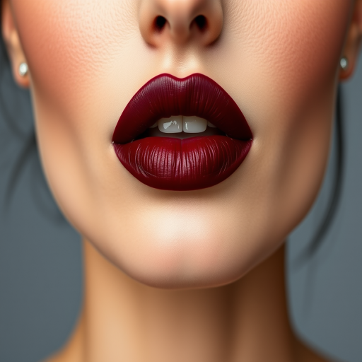 Elegant woman lips painted in deep burgundy matte lipstick, perfectly lined and shaped, full face image highlighting sophisticated allure and timeless beauty