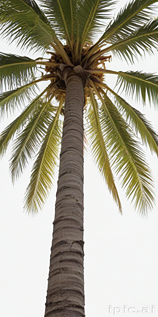 A Majestic Palm Tree Reaching Toward the Clear Blue Sky Above.