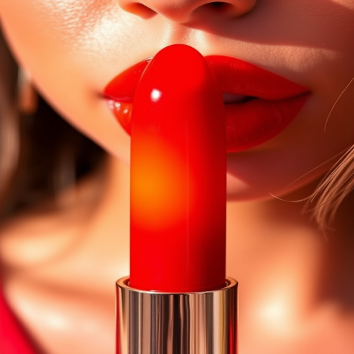 Vibrant "Sunset Serenade" lip color features a gradient from deep orange to fiery red, creating a mesmerizing ombre effect that captivates with its warm, sun-kissed glow and glossy finish