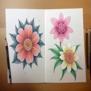 flowers drawings with color