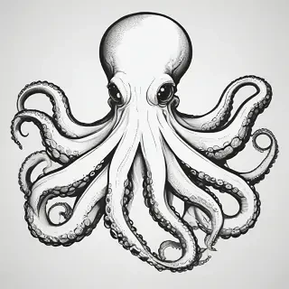 octopus clipart black and white