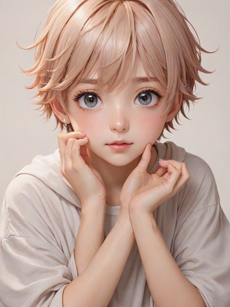 high res image,masterpiece,best quality, cute face,clear skin,shiny hair,ultra detailed eyes,simple background, netorare, blush, 1boy, grabbing from behind,grabbing face