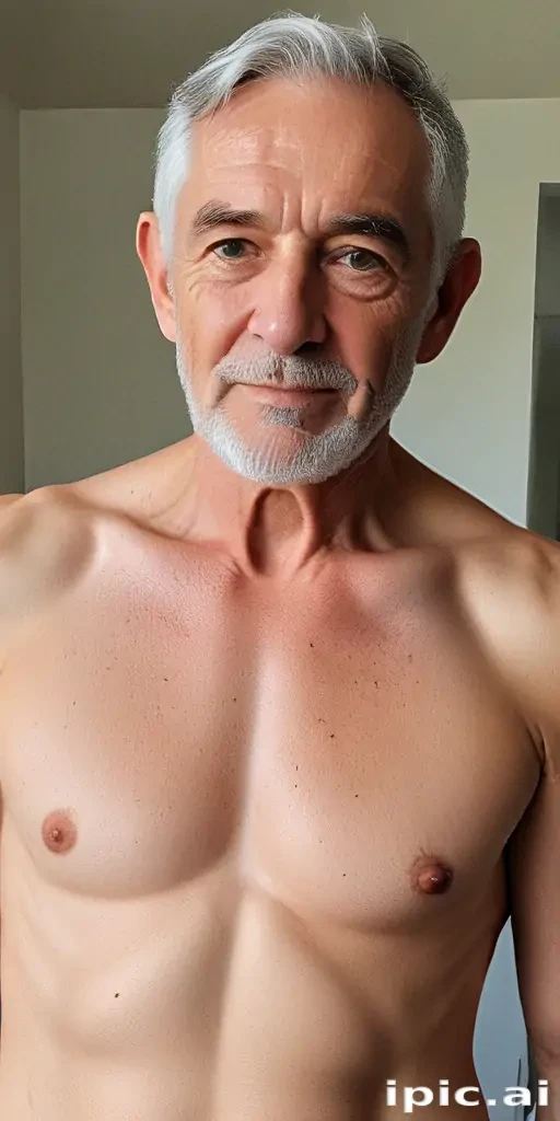 shirtless old man