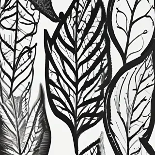 clipart of leaf black and white