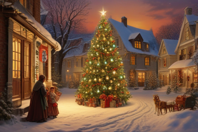 A Cozy Winter Scene Featuring a Beautifully Decorated Christmas Tree at ...