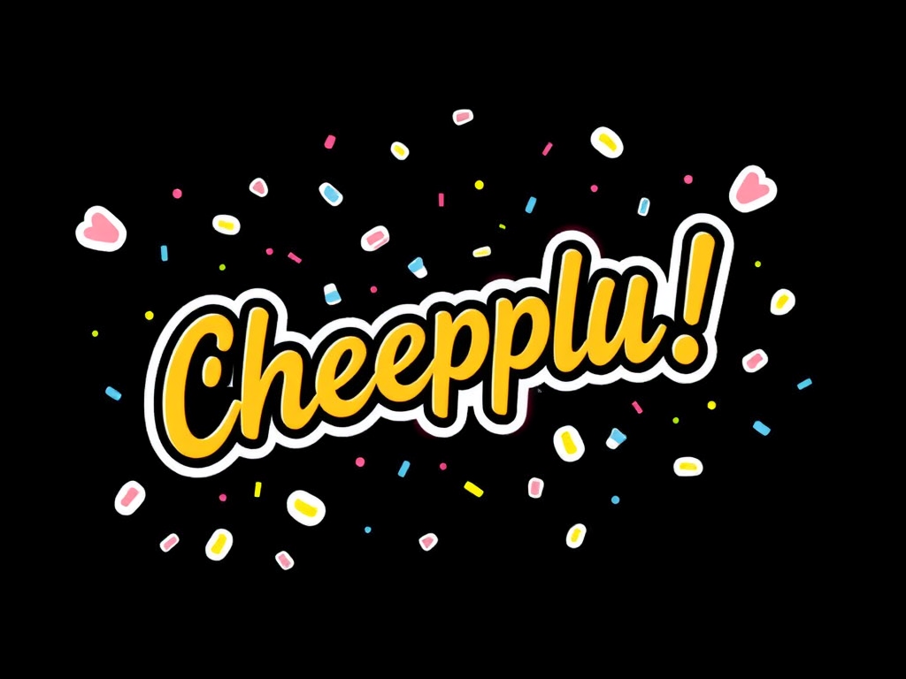 imagine a kawaii Cheerful confetti sticker, 3d digital art, black background, sticker line weight