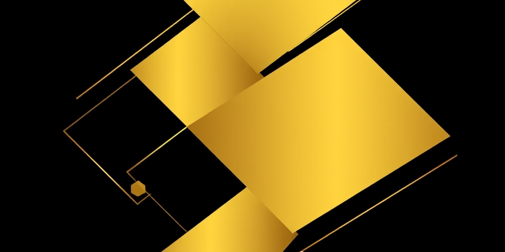 Create a stylish graphic design featuring overlapping geometric shapes with a gold and black color scheme, use a high-resolution background, with a soft focus lens effect, a focal length of 50mm, aperture set to f/2.8, and in a portrait orientation.