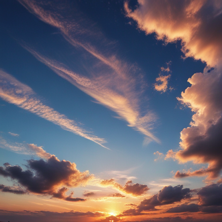 Stunning Sunset Over a Vibrant Sky with Colorful Clouds and Hues