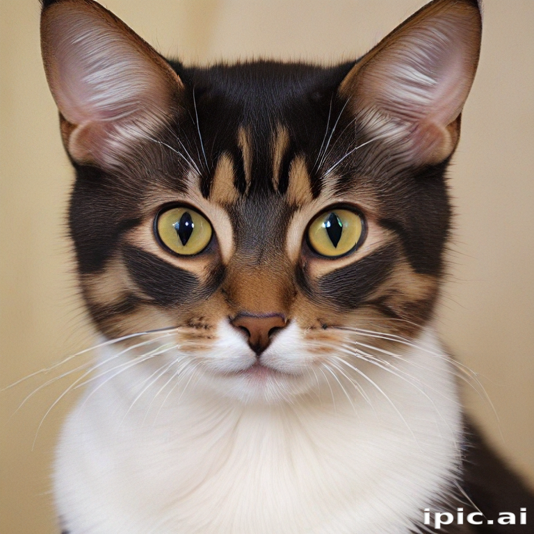 A Charming Portrait of a Playful Cat with Striking Features and Expression.