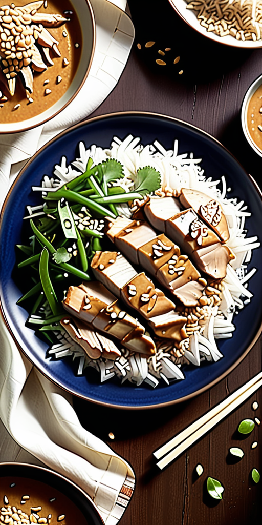 ginger chicken with sesame peanut sauce