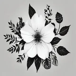 flower png black and white