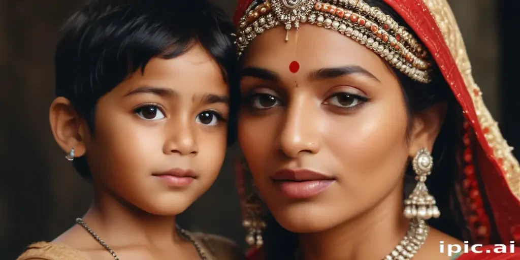 mom and son indian