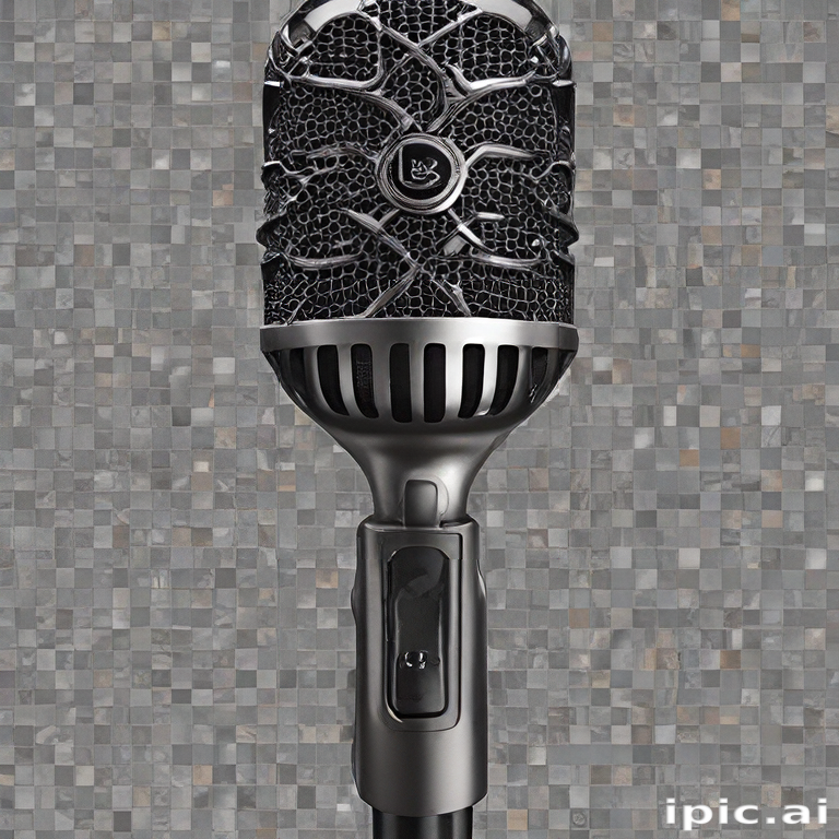 Unique Mic Stylish Vintage Microphone with Intricate Design Against a Textured ...