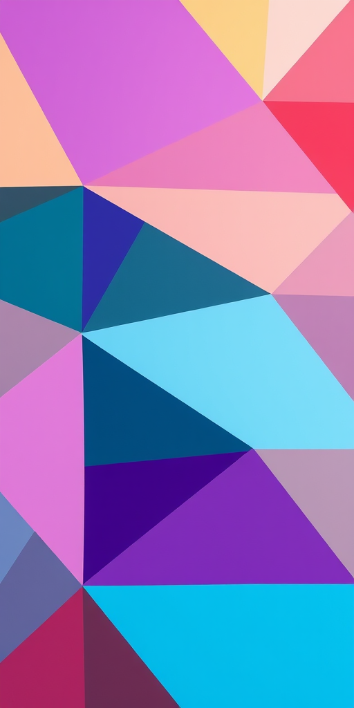 Create a high-resolution image of an abstract geometric pattern with a vibrant color palette using a DSLR camera at f/8 aperture, ISO 100, 50mm lens, shot from a top-down perspective in natural light.