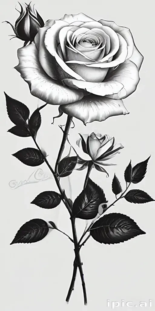 rose clip art black and white